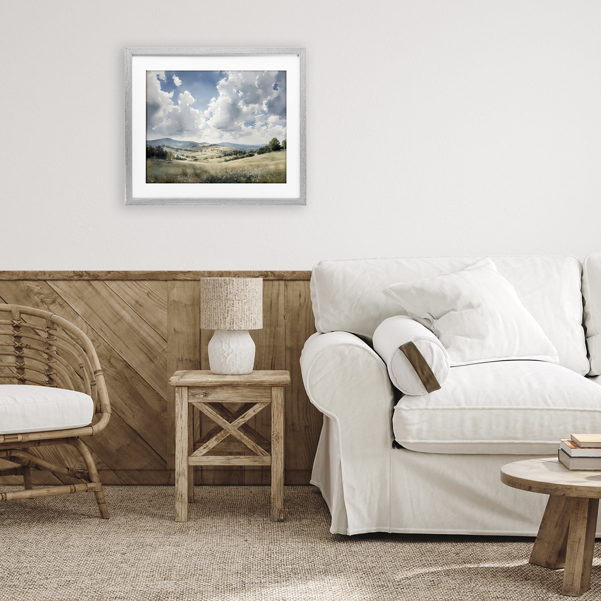 Stupell Industries Cloudy Hills Meadow Gray Framed Print Under Glass, design by Franklyn Gregory