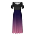 thumbnail image 3 of SMihono Robe Maxi Bohème d'Été pour Femmes Grande Taille Mode Décontractée Manches Courtes Épaules Dénudées Imprimé Col Rond Robe de Plage, 3 of 4