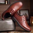 thumbnail image 3 of Zapatos de cuero para hombre, transpirables, estilo coreano, zapatos de negocios británicos para hombre, zapatos casuales de punta redonda con suela suave, zapatos de trabajo, 3 of 4