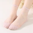 thumbnail image 2 of Compression Socks for Women, Ladies Spring And Summer Leisure Transparent Solid Colour Star Stockings Cool Glass Stockings Soft Short Stockings, Socks(Pink,One Size), 2 of 4
