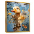 thumbnail image 2 of Designart "Ducklings Pond Reflections" Animals Framed Wall Art - Traditional Yellow Duck Hallway Framed Wall Art Decor, 2 of 6