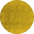 thumbnail image 1 of Ahgly Company Machine Washable Indoor Round Oriental Yellow Industrial Area Rugs, 8' Round, 1 of 4