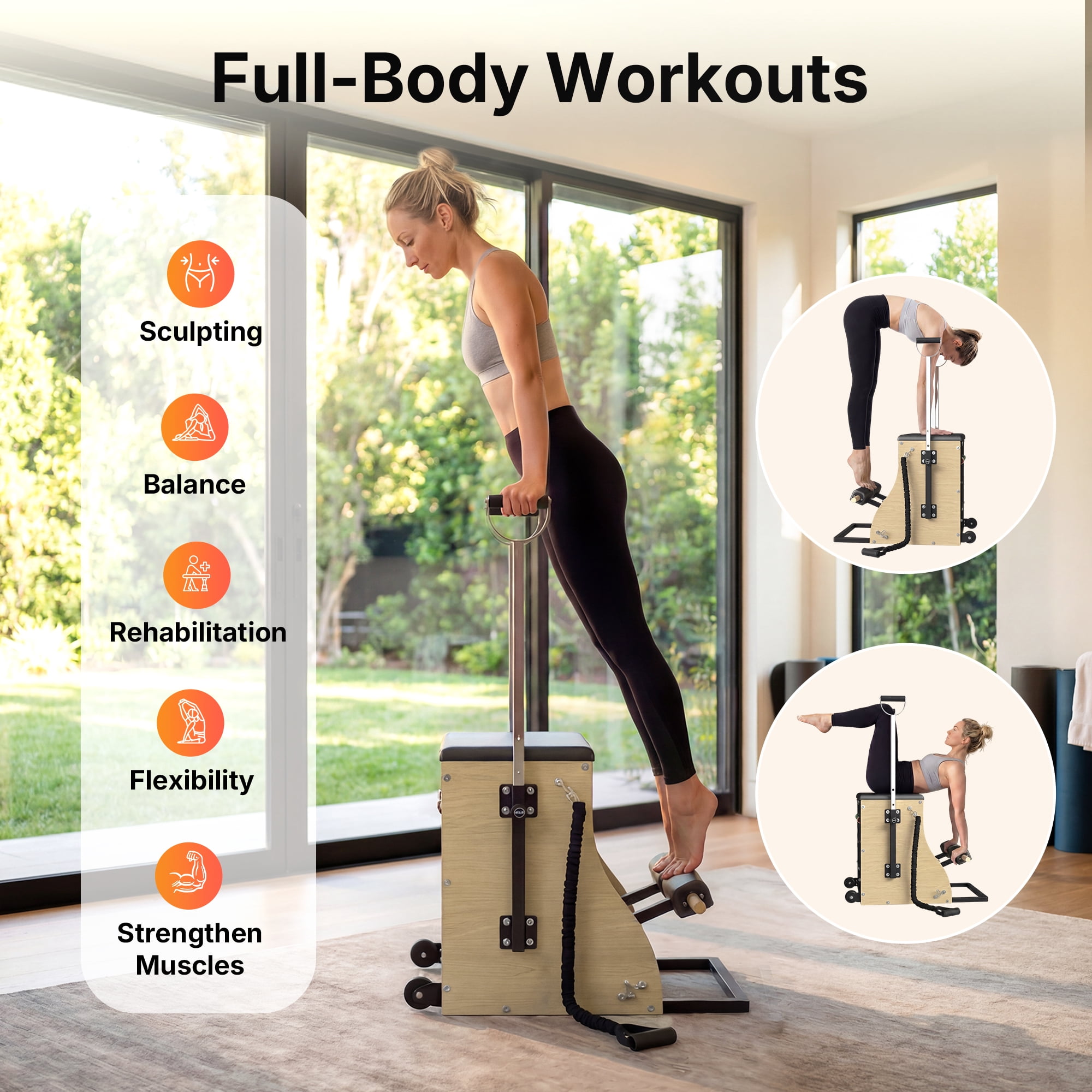 Syedee Pilates Chair, Split-Pedal Stability Combo Chair with