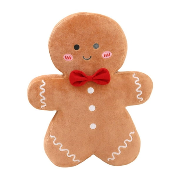 Cojines navideños, muñeco de peluche de jengibre, bonitos calcetines de relleno, regalos de fiesta, adorno de juguete de peluche suave para Navidad Marrón claro