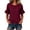 Wine, variant on Womens Round Neck Ruffle Sleeve Blouse Peplum Hem Button Front Summer Top Casual Fitted Solid Color Cute Shirt (Wine,XL)