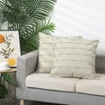 thumbnail image 6 of Unique Bargains 2 Pack Striped Boho Decorative Cushion Pillow Covers Modern Square Neutral Green 18" x 18", 6 of 6