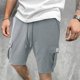 thumbnail image 3 of Pantalones Cortos de Carga de los Hombres con Cordón Sólido Cintura Deportivo Pantalones Cortos de Gimnasio con Bolsillos, Desgaste Casual de Toda la Temporada, 3 of 6