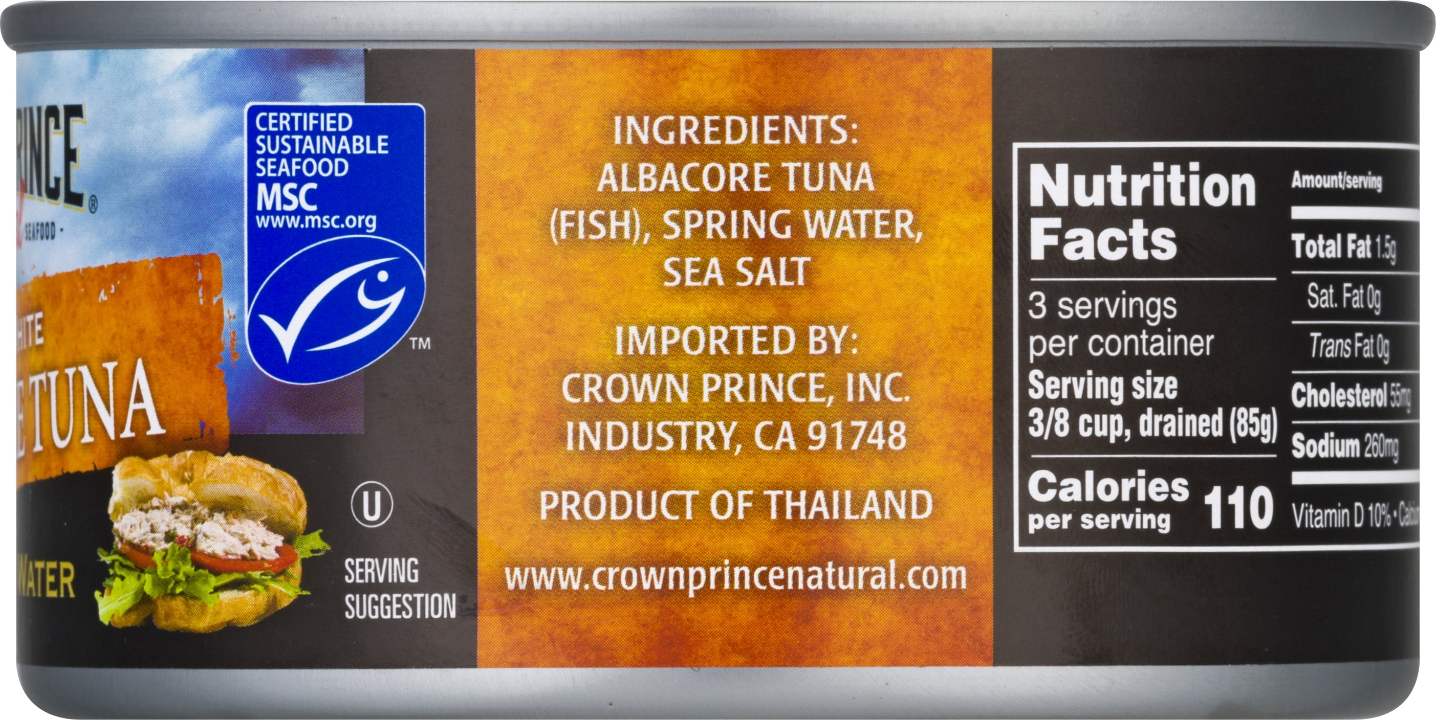 Crown Prince Natural Solid White Albacore Tuna in Spring Water, 12 oz Can