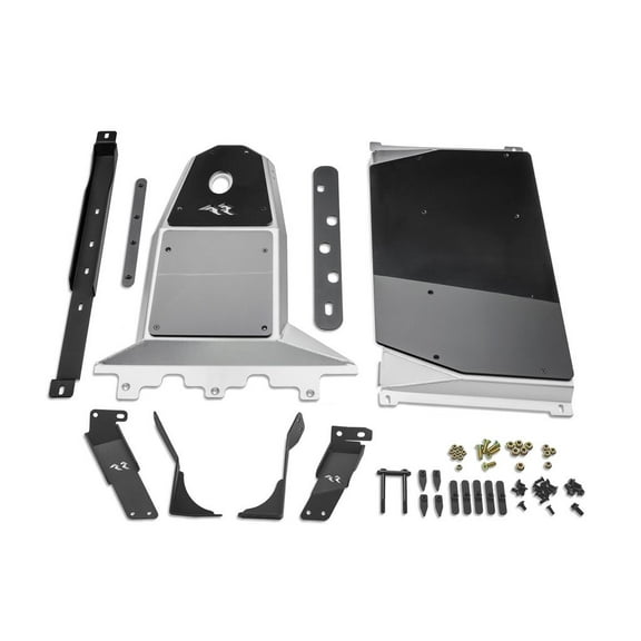 Rugged Ridge by RealTruck Engine/Transmission Skid Plate for Jeep JLU | Aluminum, Black | 18003.52 | Compatible with 2018-2024 Jeep Wrangler JL 4 Door