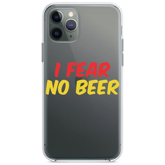 DistinctInk Clear Shockproof Hybrid Case for iPhone 12 / 12 PRO (6.1" Screen) - TPU Bumper Acrylic Back Tempered Glass Screen Protector - I Fear No Beer
