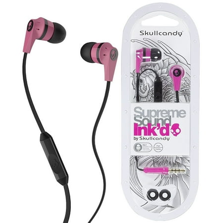 Skullcandy Black/ pink  S2IKDY-105 3.5mm Connector Ink'd 2.0 Earbud Headphones with