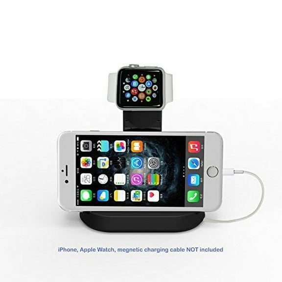 CyberTech 2 in 1 iWatch Stand Charging Dock with cradle holder Built-in Insert Slots for iPhone, Apple iWatch 38/42 mm 2015, Hermes Watch (Black)