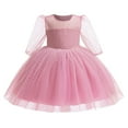 thumbnail image 2 of Odeerbi 1-9 Years Toddler Girls Big Bow Tulle Princess Dresses Flower Girl Dress Cute Birthday Party Evening Dress Polka Splicing Long Sleeve Dress Toddler Girls Clothes, 2 of 8