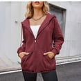 thumbnail image 1 of Femmes Jacket Sweatshirts d'Automne For Femmes Zip Sweat à Capuche Cordon de Serrage Jacket avec Poches Coat Winter Coats For Filles sur Clearance, 1 of 1