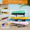 thumbnail image 6 of Freestanding Kayak Storage Rack for 3 Kayaks/Canoes - Heavy-Duty Steel Vertical Stand for Garage, Outdoor & Indoor Use (300lb  300lb Working Load Limit, Black), 6 of 7