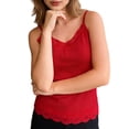 thumbnail image 4 of Gynyvoja Lace Camisole Top One Lined Tank Top Spaghetti Strap Club Party Shirt Red L, 4 of 9