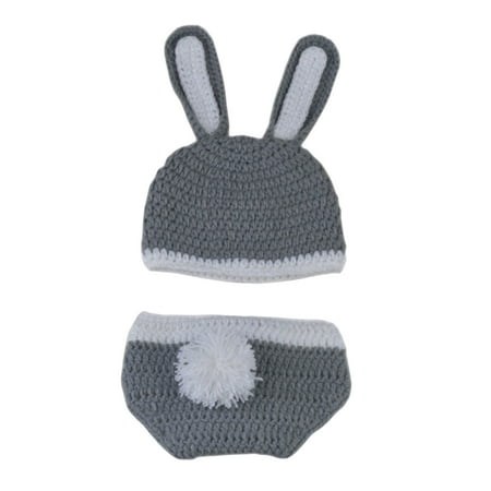 

SEAFEI Newborn Costume 1 Set Photography Easy to Wear Delicate Photography Little Gray Rabbit Newborn Sweater
