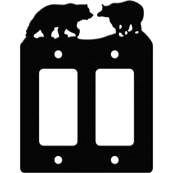 Bear Iron Double Gang Rocker Light Switch Wall Plate Cover Power Outlet Decorations Rectangle Black with Screws for Switch Electric Outlets GFCI for 1.32x2.63in Hole Switches DIY