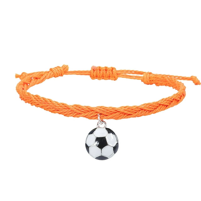 Pulseras de Fútbol Charm Favors Fútbol Negro Rojo Blanco Marrón Pulseras de Fútbol Cuentas Ajustable Inspirational for Teens Adults Sport Birthday Football Favors For
