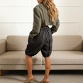 thumbnail image 4 of JIAYUE Women's Shorts Knee-Length Solid Color Casual Loose Boho Palazzo With Elastic Waist For Summer Outdoor Wear Breathable Female Bottoms, 4 of 5