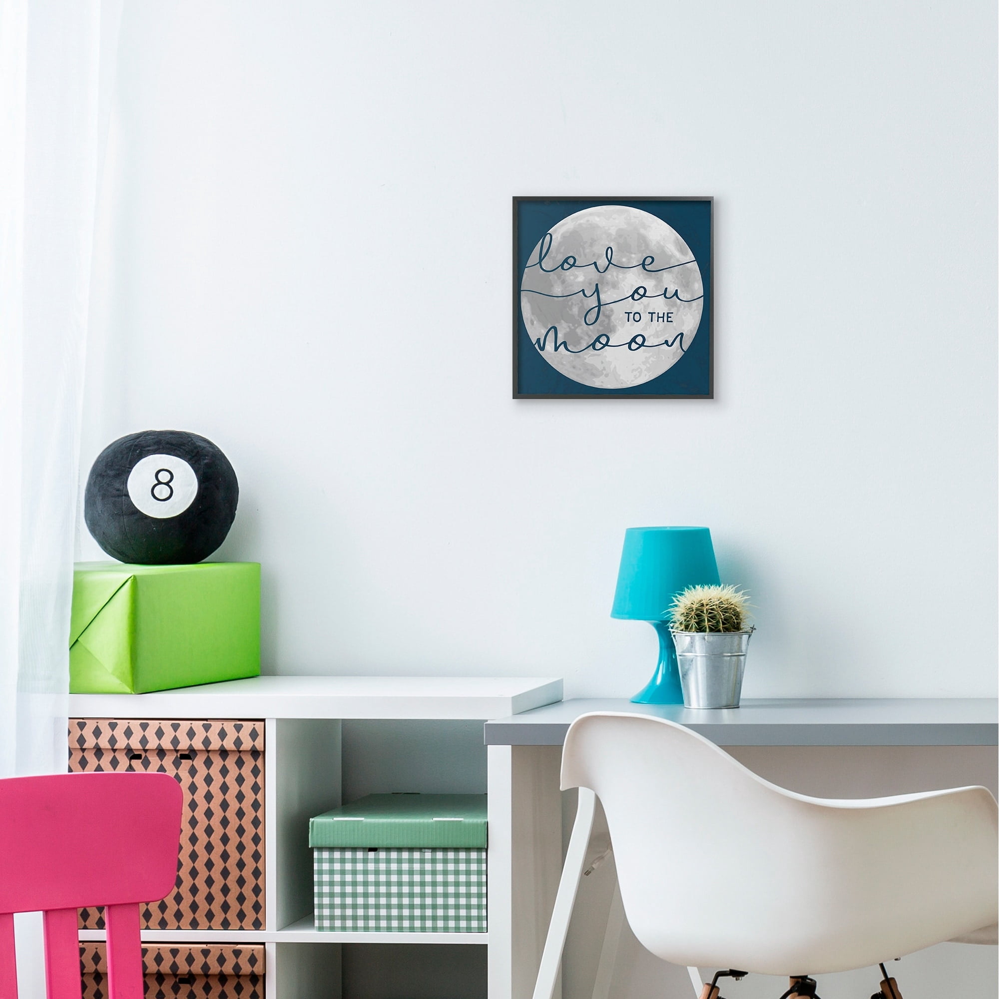 Stupell Industries Love You to Moon Quote Blue Night Sky Black Framed by Daphne Polselli
