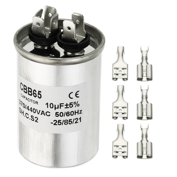 Uxcell 10uf 10MDF 370/440VAC Fan Start Capacitor, CBB65 Circular Run Capacitor with Connecting Terminal