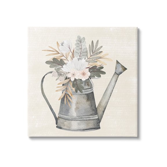 Stupell Country Botanical Watering Can Bouquet Botanical & Floral Painting Gallery Wrapped Canvas Print Wall Art