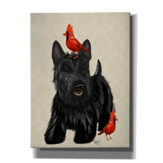 Epic Graffiti 'Scottie Dog and Red Birds' by Fab Funky, Canvas Wall Art, 40"x54"