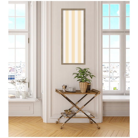 Kate and Laurel Framed Fabric Pinboard 18 x 42, Printed Linen Classic Bulletin Board for Use as a Vision Board or Wall Organization, Florence Light Brown Frame