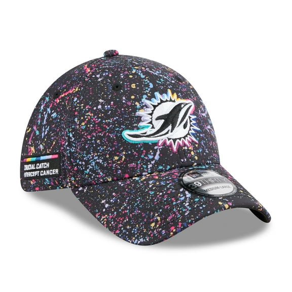 Men's New Era Black Miami Dolphins 2025 NFL Crucial Catch 39THIRTY Flex Hat