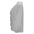 thumbnail image 2 of Gomelly Ladies Shirts V Neck Tops Elegant Blouse Women Plain Business Tunic Shirt Ruffled Tees White 5XL, 2 of 9