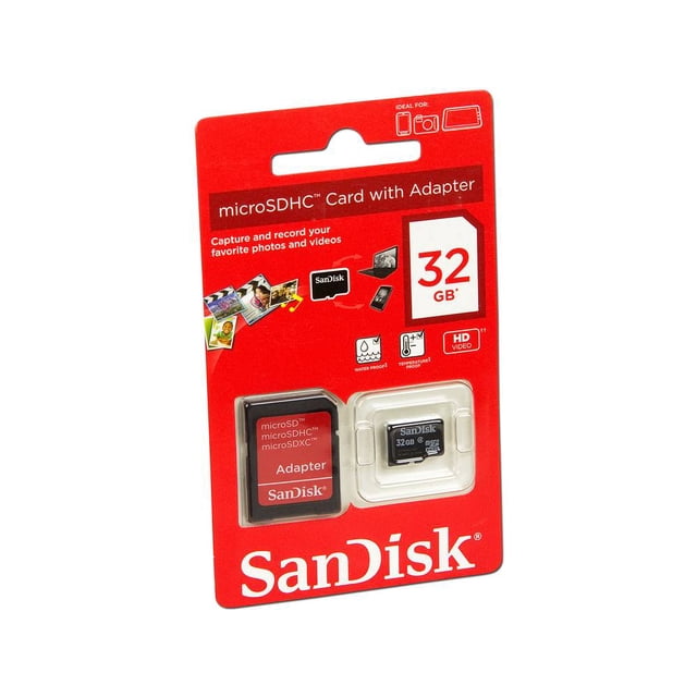 Memoria SanDisk MicroSDHC de 32 GB Clase 4, incluye adaptador SD. SanDisk SDSDQM-032G-B35A