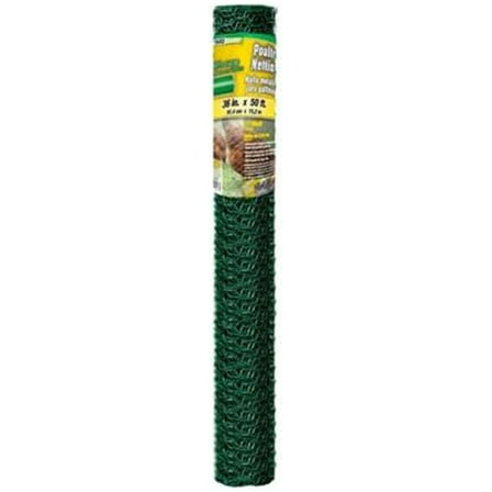 Poultry Netting 36x50ft - Galvanized PVC Coated Hexagonal Garden Fence for Chickens, Rabbits, Plants, Compost - Green