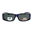 thumbnail image 2 of SA106 Womens Rhinestone Polarized Lens Rectangular 60mm Fit Over Sunglasses Purple, 2 of 4