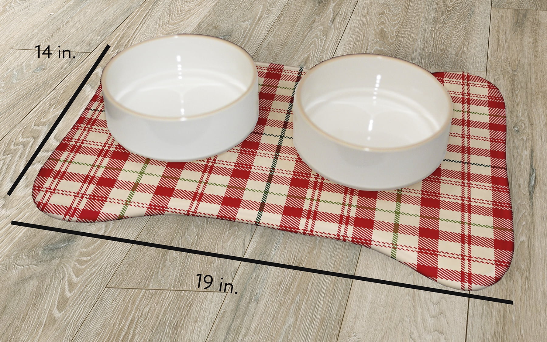Simply Daisy Plaid Bone Shape Pet Feeding Mat for Dogs