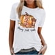 thumbnail image 1 of Blusa de manga corta con estampado de otoño y cuello redondo informal de verano para mujer Pompotops  hfajkhk139863, 1 of 4