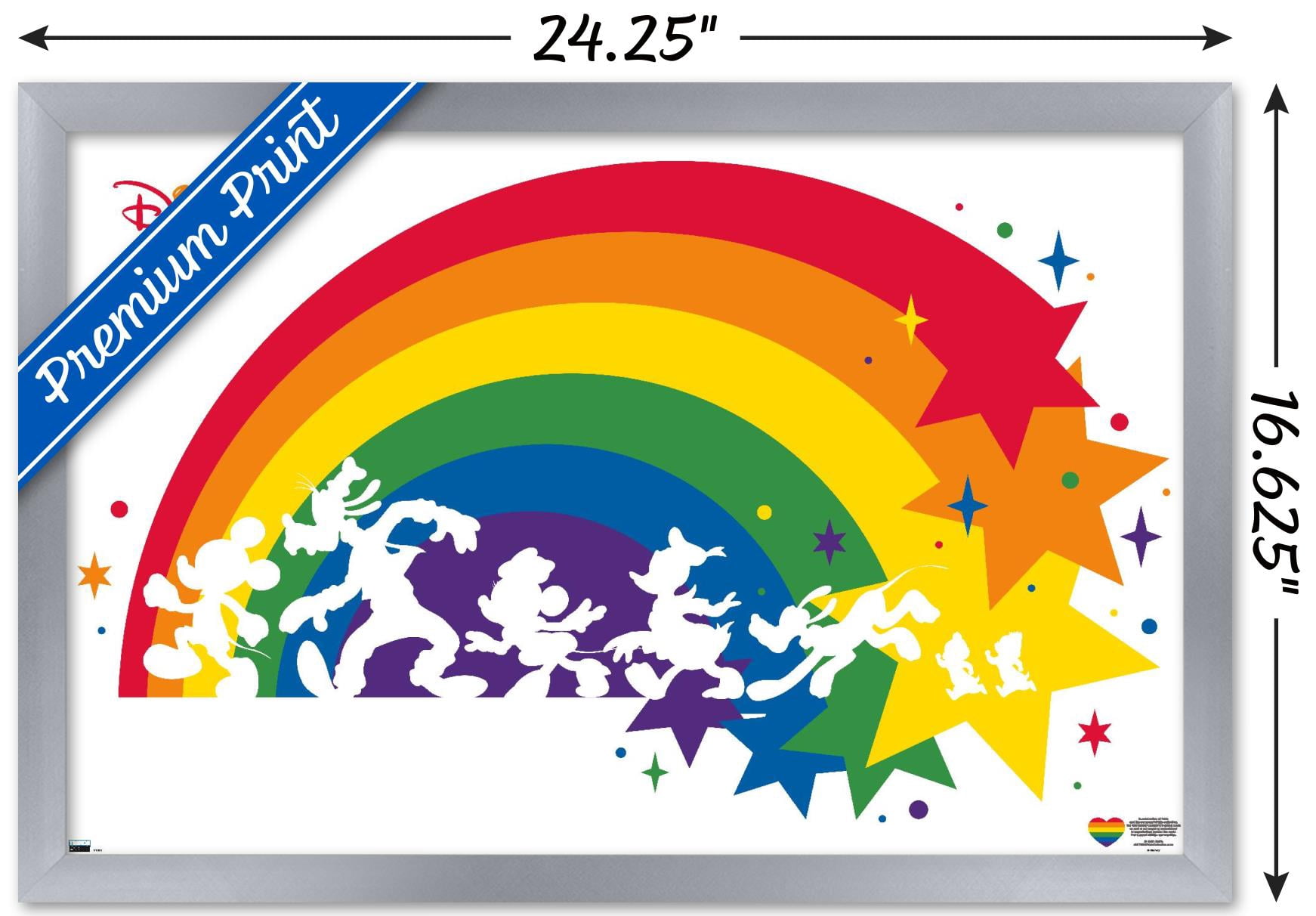 Disney Mickey Mouse & Friends - Rainbow Wall Poster, 14.725" x 22.375" Framed
