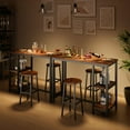 thumbnail image 2 of Bar Table Set for 2, Lofka Small Kitchen Table Set with 2 Shelves and 2 Stools 250lb, Retro, 2 of 6