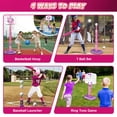 thumbnail image 5 of Flooyes 4-in-1 Kids Basketball Hoop and T Ball Set - Kids Baseball Tee with Automatic Pitching Machine, Indoor Outdoor Sport Toys Gifts for Toddler Boys Girls Age 3-12, Pink, 5 of 8