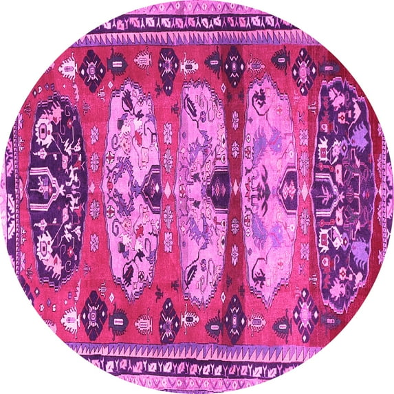 Ahgly Company Machine Washable Indoor Round Persian Pink Traditional Area Rugs, 3' Round