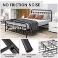 thumbnail image 3 of Black Iron Platform Bed Frame Queen Size with Vintage Headboard and Footboard, Metal Queen Bed Frame Mattress Foundation with 600LBS Load Capacity, No Box Spring Required, Space Saving Design, 3 of 11