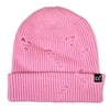 C.C Unisex Plain Cuff Skull Cap Winter Knit Beanie Hat, Distressed Barbie Pink