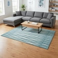 thumbnail image 2 of HomeRoots 670085 8 x 10 ft. Teal & Ivory Geometric Transitional Washable Machine Made Rectangle Area Rug with UV Protection, 2 of 9