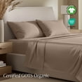 thumbnail image 3 of Bare Home Organic Sateen Sheet Set - 400 Thread Count - 100% Organic Cotton - 3 Piece - Twin XL, Taupe, 3 of 10
