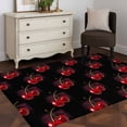 thumbnail image 4 of Summer Cherry Washable Area Rugs 2.7'x5', Watercolor Fruit Modern Farmhouse Black Background Low Pile Throw Living Room Rug Non-Slip Sturdy Edge Binding Carpet for Indoor Entryway Bedside Kitchen, 4 of 9