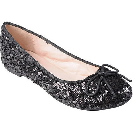 Brinley Co Womens Sequined Round Toe Ballet Flats