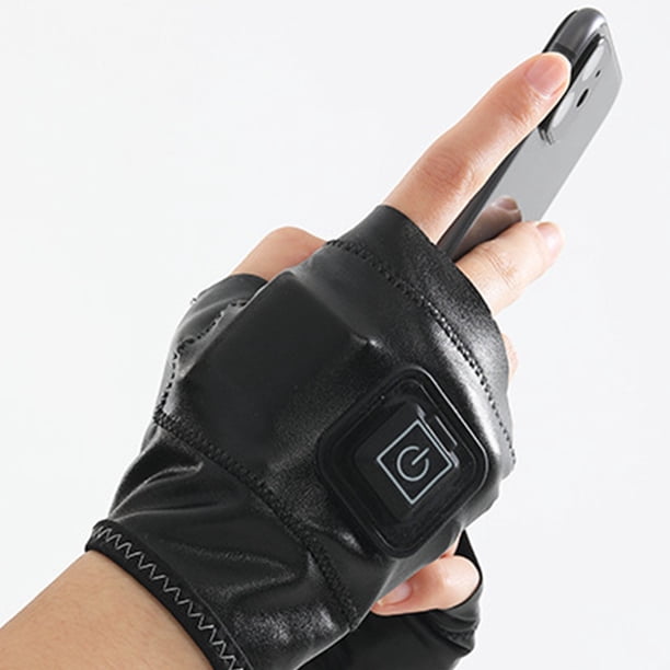 Guantes calefactables con carga USB, mano de medio dedo para escalada, senderismo (S), negro Guantes calefactables calentadores de manos