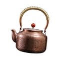 thumbnail image 3 of Hervidor de cobre de 1300 ml, grueso, hervidor de agua, hecho a mano, portátil, retro, hecho a mano para el hogar, cocina, regalo para amantes del té patrón de martillo, 3 of 8