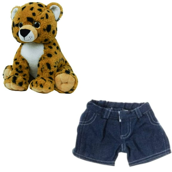 Eco-Friendly Cheetah 16 Inch Plush Toy with Blue Jean Shorts – Sustainable Stuffed Animal for Kids