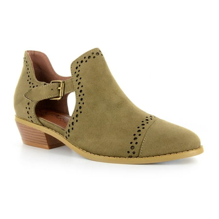 

Corkys Womens Solo Laser Cut Transitional Suede Booties (Khaki 10)